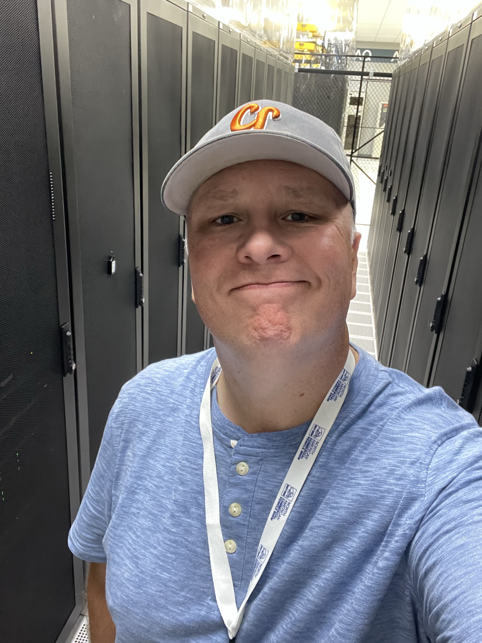 Pete in a datacenter aisle