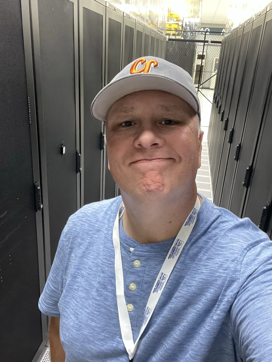 Pete in a datacenter aisle